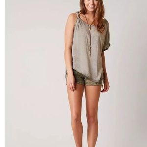 “We The Free” Asymmetrical Tee Muted Grey Green size Medium